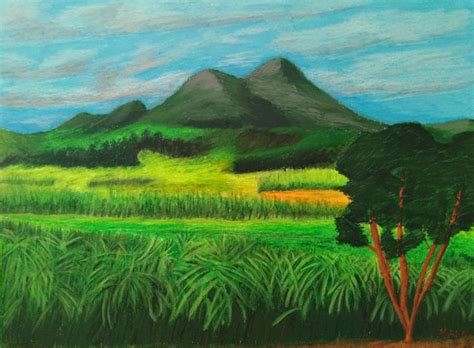 Philippine sugarcane field - N. J. Lav - Paintings & Prints, Landscapes ...