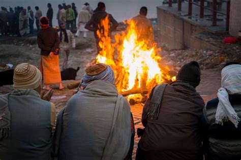 Premium Photo People Look At The Funeral Pyre That Night The