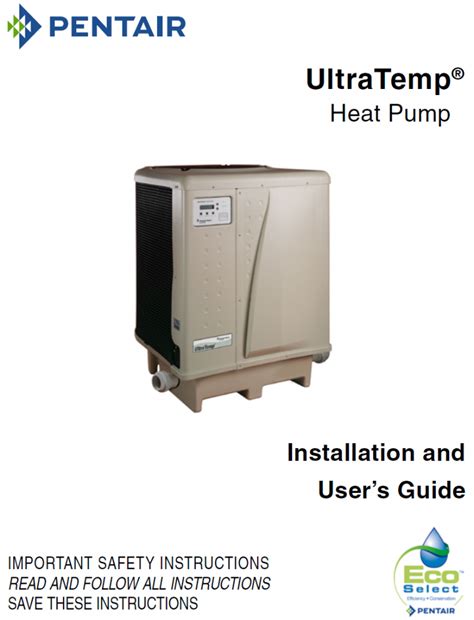 Pentair Ultratemp Heat Pump Installation Manual Whtyri