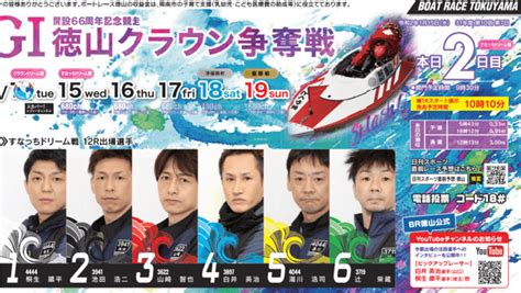 【1 15 徳山 競艇予想】g1徳山クラウン争奪戦 開設66周年記念競走 2日目の買い目を大公開！