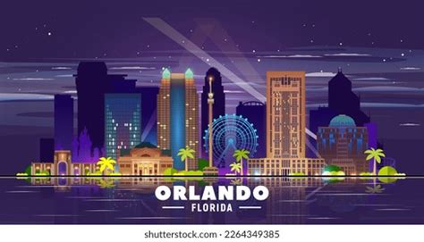 Orlando Florida Night City Skyline Vector Stock Vector (Royalty Free ...