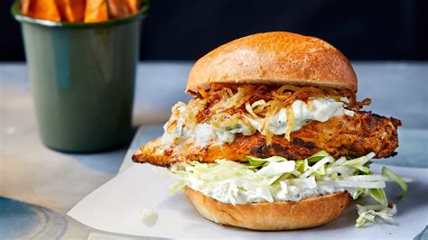 Joe S Tandoori Chicken Burger With Cucumber Raita