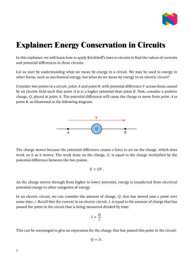 Lesson Energy Conservation In Circuits Nagwa