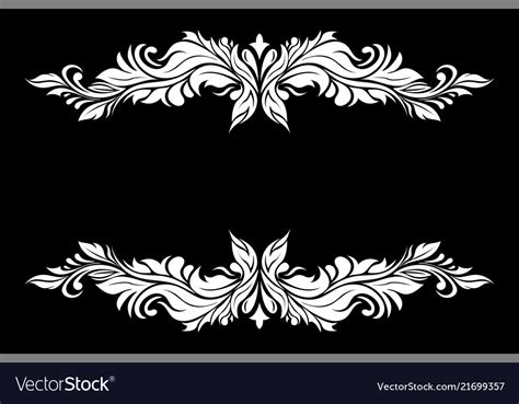 White filigree decoration set on black background Vector Image