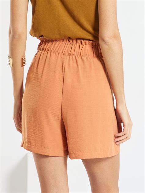 Short Vaporoso De Punto Arrugado Jdy Naranja Kiabi