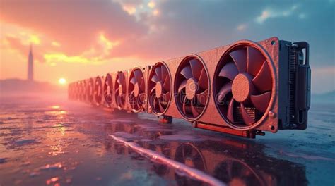 Powerful Graphic Card Running Hot With Fans Spinning Fast For Extreme Performance Stock Image