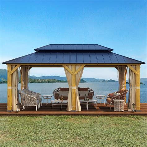 Amazon MELLCOM 12 X 20 Outdoor Hardtop Gazebo Cedar Wood