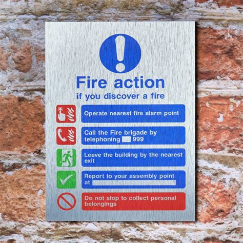 Brushed Aluminium Fire Action Notices Shop