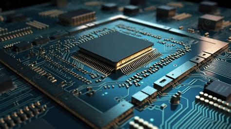 Computer Chips And Circuit Board Background D Render Computer