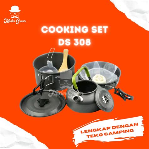 Jual Nesting Camping Ds 308 Cooking Set Teflon Lengkap Pendaki Camping