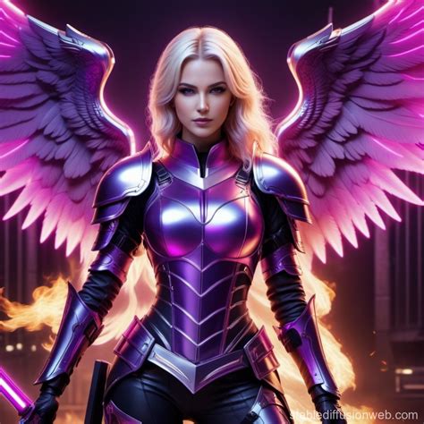 Blonde Armored Archangel In Flames Stable Diffusion Online