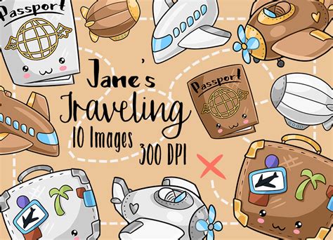 Kawaii Travel Clipart Adventure Download Kawaii Design Etsy