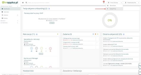 Dodawanie Nowej Firmy Do Systemu Baza Wiedzy HRappka