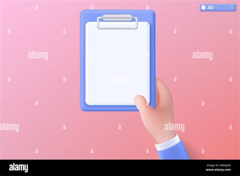 D Blue Clipboard With Blank Sheet Icon Symbol Document For Note