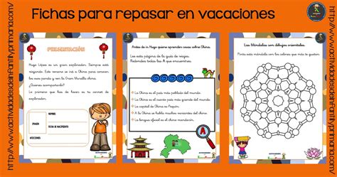 Portada Fichas Para Repasar En Vacaciones Imagenes Educativas