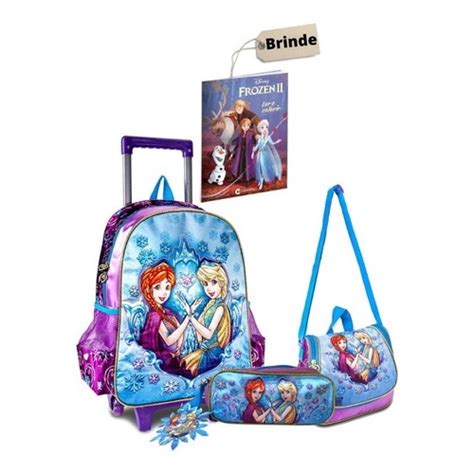 Kit Mochila De Rodinhas Frozen Lancheira Estojo Brinde Em Promo O