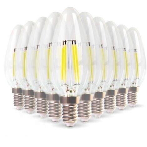 Set Di 10 Lampadine A Filamento LED E14 A Fiamma 4w Eq 40W Bianco Caldo