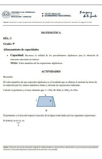 El Valor Numerico De Una Expresion Algebraica Es El Resultado Que Se