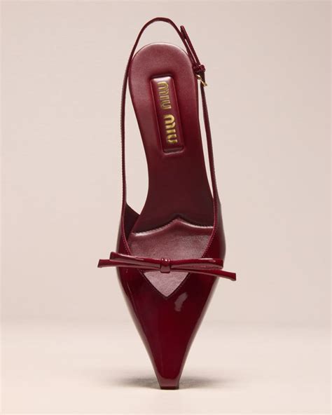 Miu Miu Patent Calf Leather Pumps With Bow Accent In Mm