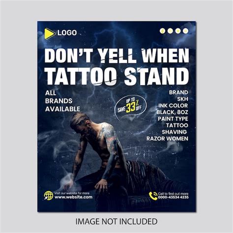 Composición publicitaria de estudio de tatuajes con plantilla de