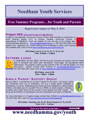 Fillable Online Needham Youth Services Registration Form Fax Email