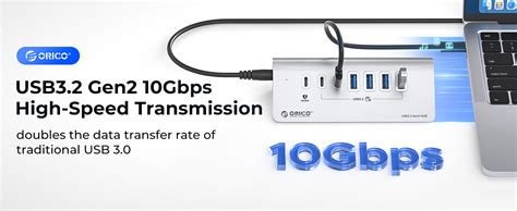 Orico Powered Usb Hub 10gbps 7 Port Usb 32 Gen 2 Hub With 6 Usb 32 Data Ports 1 Pd 60w