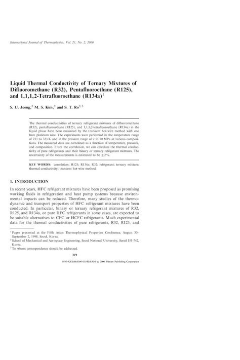 Pdf Liquid Thermal Conductivity Of Ternary Mixtures Of