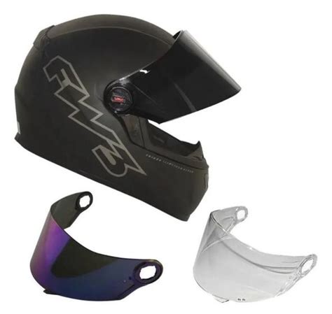 Capacete Fw3 Gt Classic Preto Fos Viseira Fumê Camaleão 58 Kit