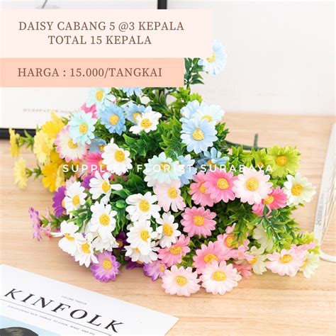 Jual Cabang Bunga Palsu Daisy Kecil Bunga Aster Cabang Total