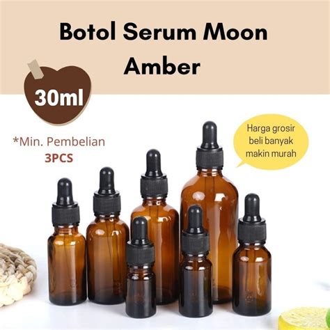 Jual Botol Serum Skincare Essence Pipet Kaca Moon Amber Coklat Ml