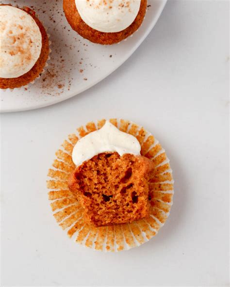 Mini Pumpkin Cupcakes With Cream Cheese Frosting Knead Some Sweets