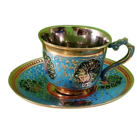 Blue Printed Brass Tea Cup Set For Home At Rs Set In Moradabad