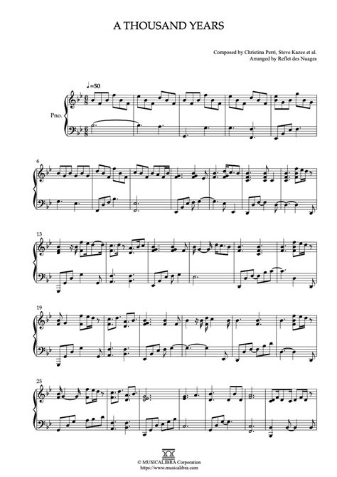 A Thousand Years Piano Sheet Music