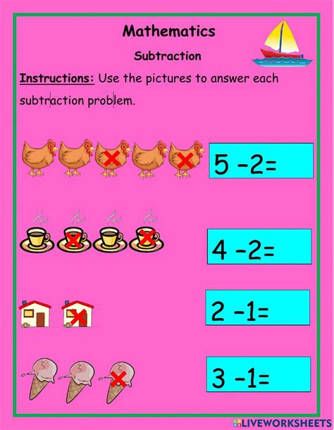 Subtraction Online Exercise For Grade 1 Live Worksheets