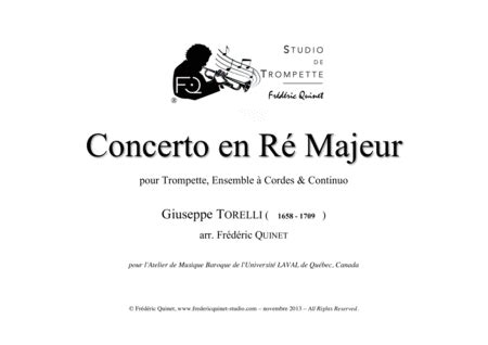 Concerto In D For Trumpet Strings Continuo Sheet Music Giuseppe