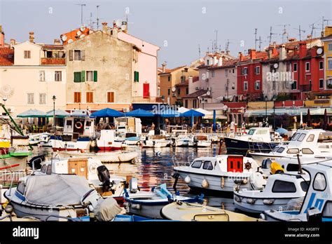 Boats In Harbour Rovinj Croatia Stock Photo Alamy