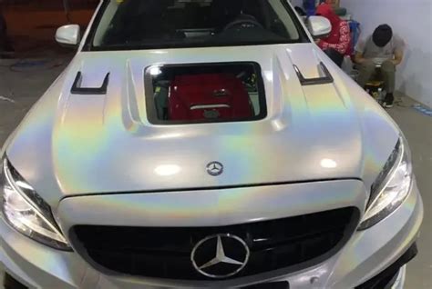 Pearl White Color Changing Vinyl Car Wrap For BENZ Model