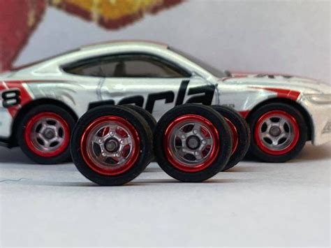 Custom Hot Wheels Wheels And Matchbox Rubber Tires And Chrome Spoke Race Wheel Red Lip Etsy