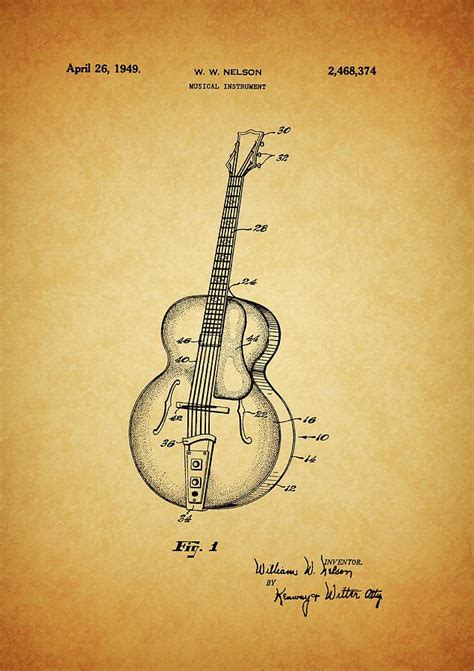 1949 Guitar Patent Drawing By Dan Sproul Fine Art America