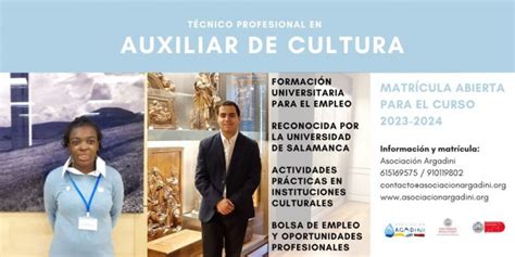 Abierto el plazo de matrícula para la formación de Auxiliar de Cultura