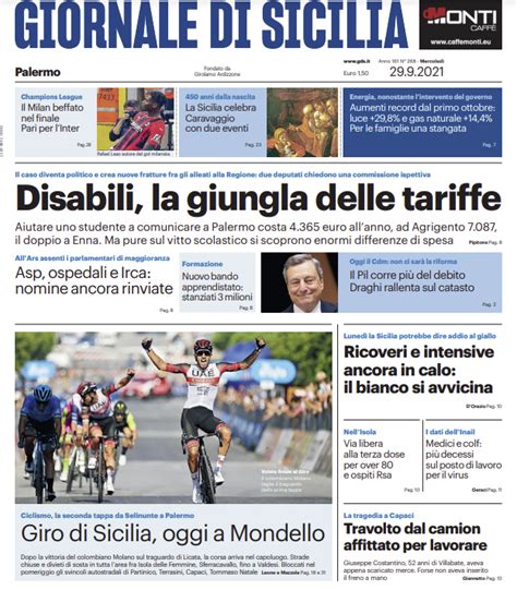 Prima Pagina Giornale Di Sicilia Disabili La Giungla Delle Tariffe