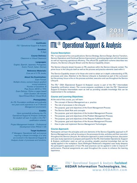 Pdf Certificate Itil Operational Support And Analysis Training