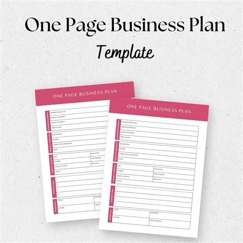 The One Page Business Plan Business Plan Template Lean Business Plan ...