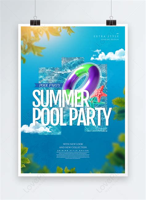 Fashion color modern minimalist summer pool party theme poster template image_picture free ...