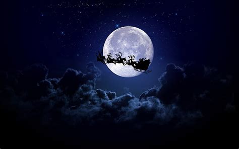 Santa Sleigh And Reindeer Moon