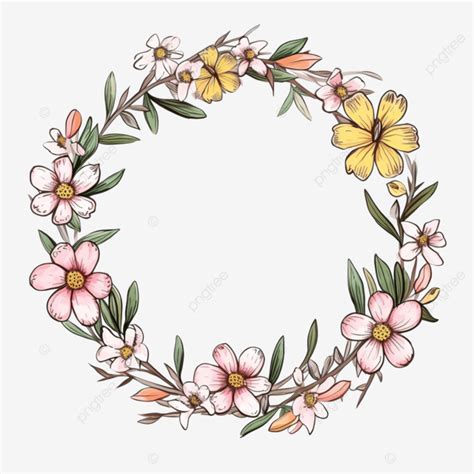 Round Floral Frame With Flowers Round Flower Frame PNG Transparent