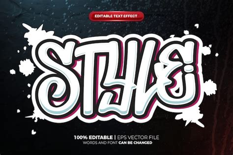 Estilo Graffiti Efecto De Texto Editable En D Vector Premium