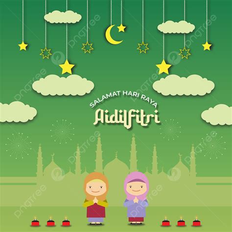 Vector De Diseño Hari Raya Aidilfitri De Dibujos Animados Fondos Eid