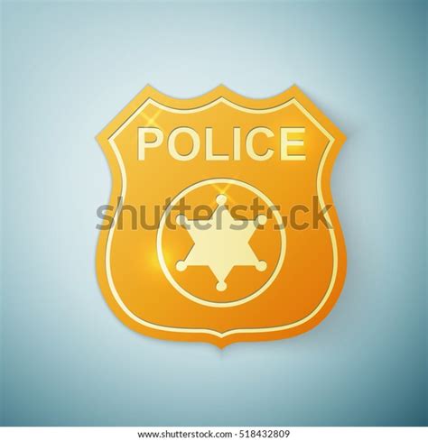 Realistic Gold Police Badge Icon Isolated Stock Vector Royalty Free