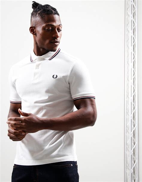 Fred Perry Twin Tipped Polo Shirt Snowrednavy Terraces Menswear